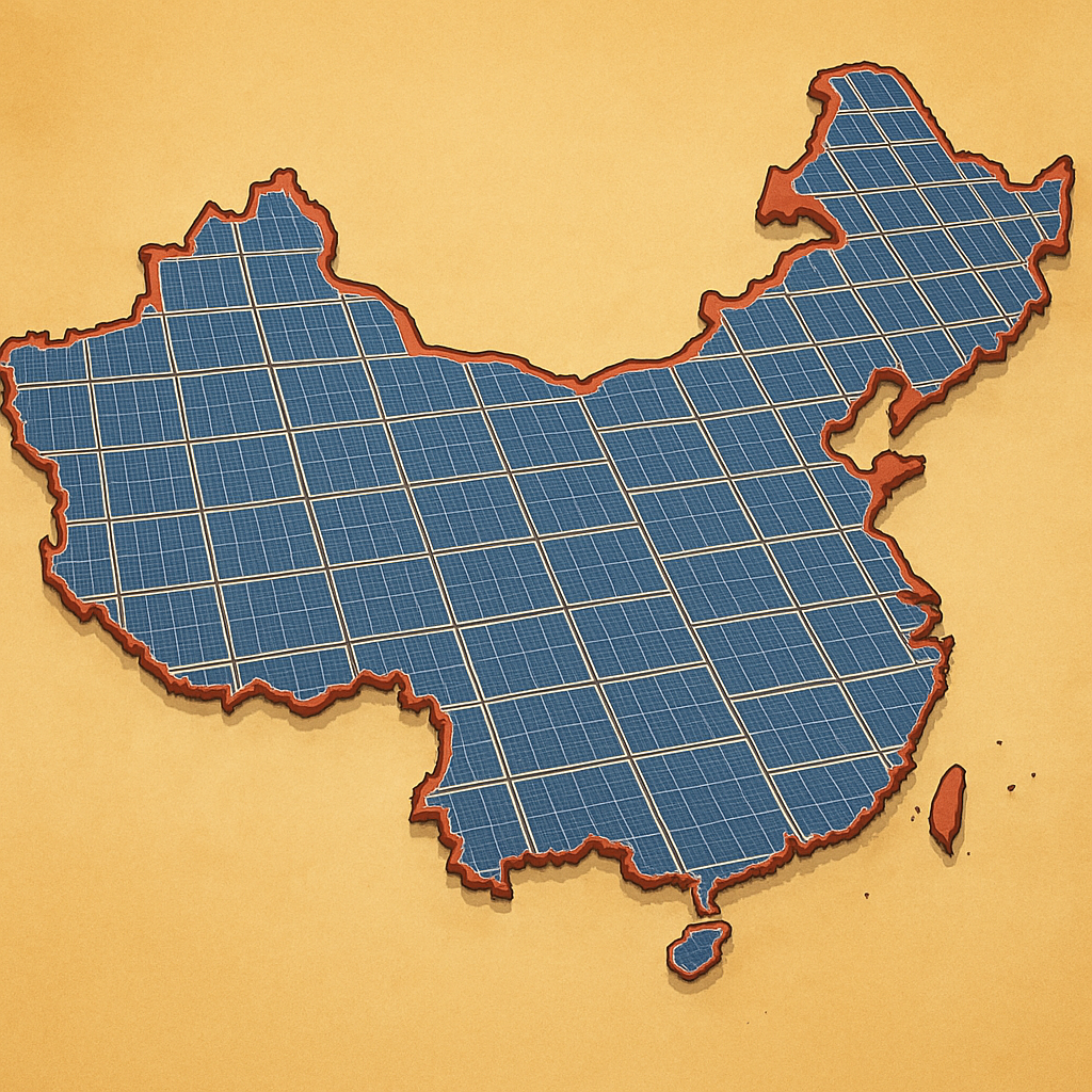 China-Karte aus Solarmodulen als Symbol für den Solarausbau