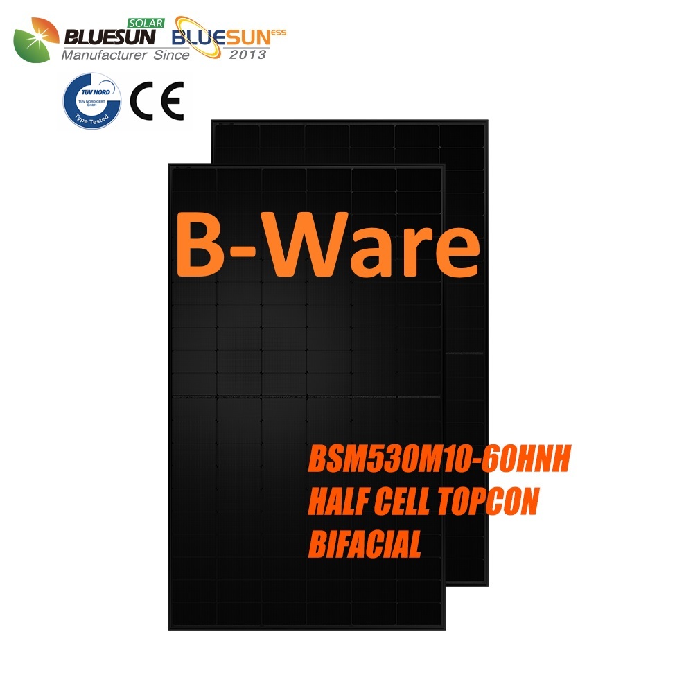B-Ware BLUESUN 530W FULL BLACK HALF CELL TOPCON BIFACIAL BSM530M10-60HNH