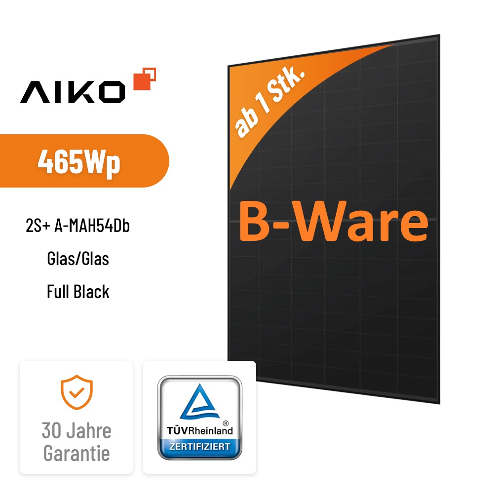 B-Ware AIKO Solar 465W Neostar A-MAH54Db Neostar 2S+ Glas-Glas Full Black Hochleistungs-Solarmodul