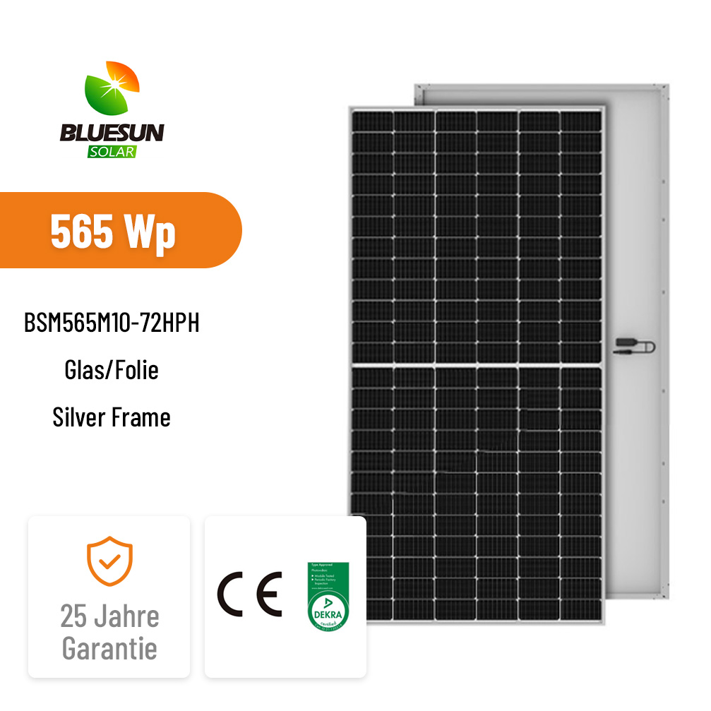 BLUESUN 565W BSM565M10-72HPH HALF CELL PERC MONOFACIAL Glas/Folie Silver Frame