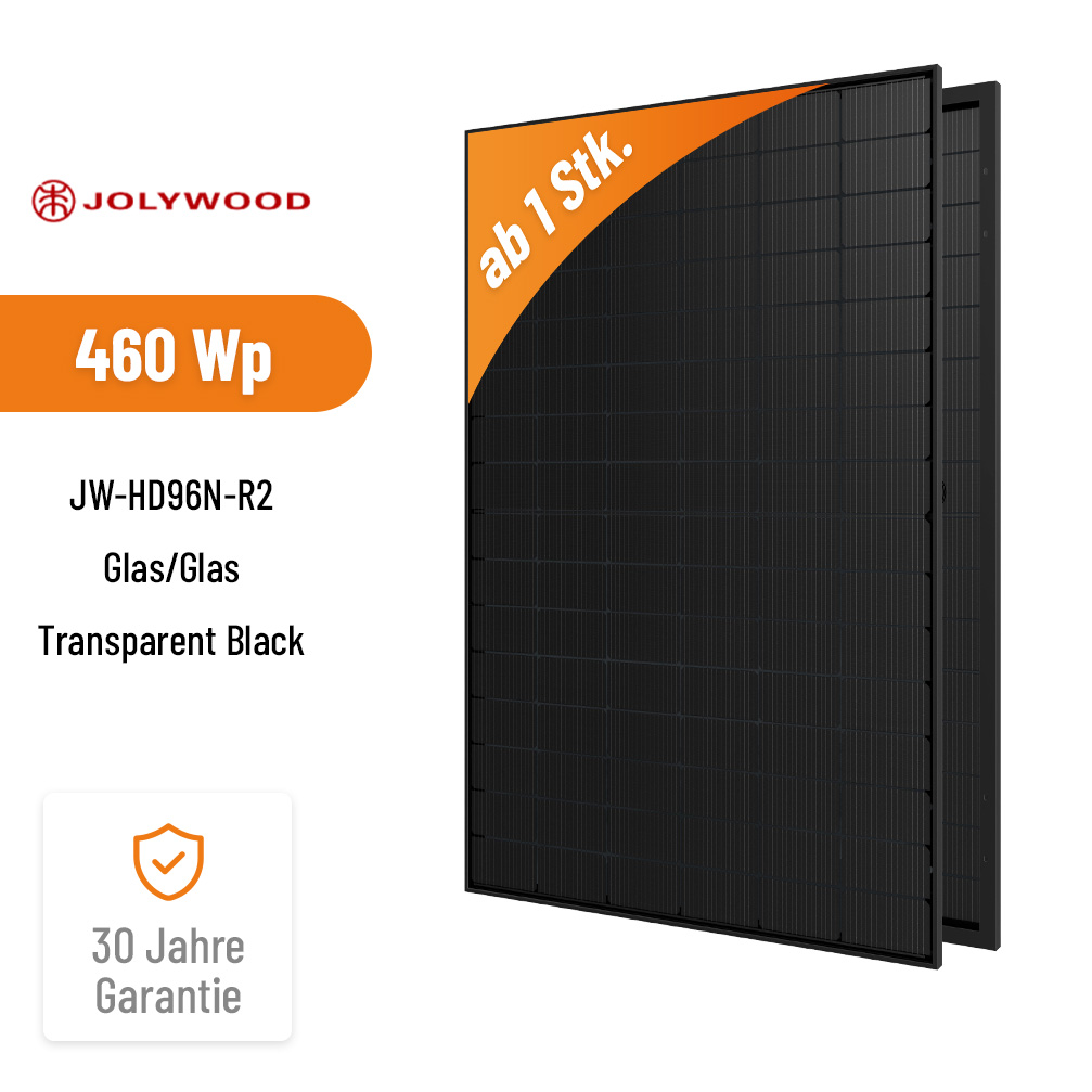 JOLYWOOD 460W JW-HD96N-R2 – N-Type Bifacial Glas/Glas Transparent Black