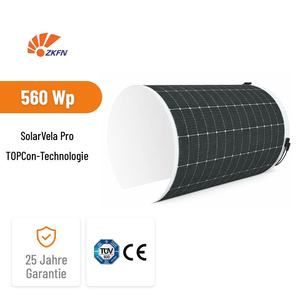 ZKFN SolarVela Pro 560W  Ultraflexibles Hochleistungs-Solarmodul