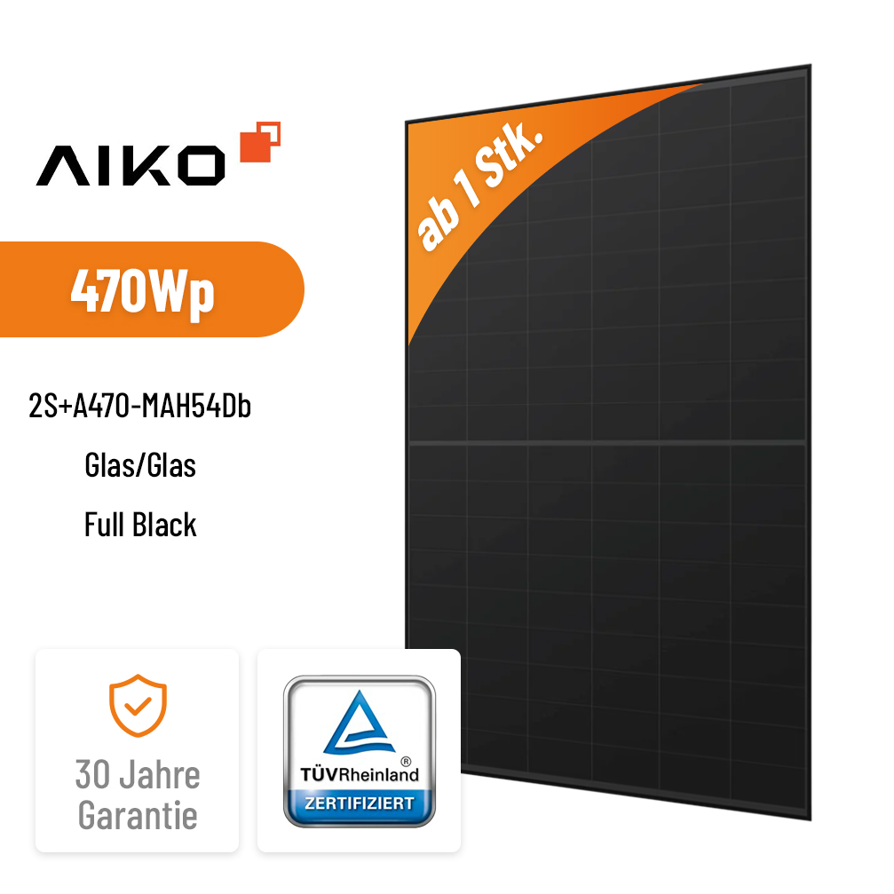 AIKO Solar 470W Neostar 2S+A470-MAH54Db Glas/Glas Full Black Hochleistungs-Solarmodul
