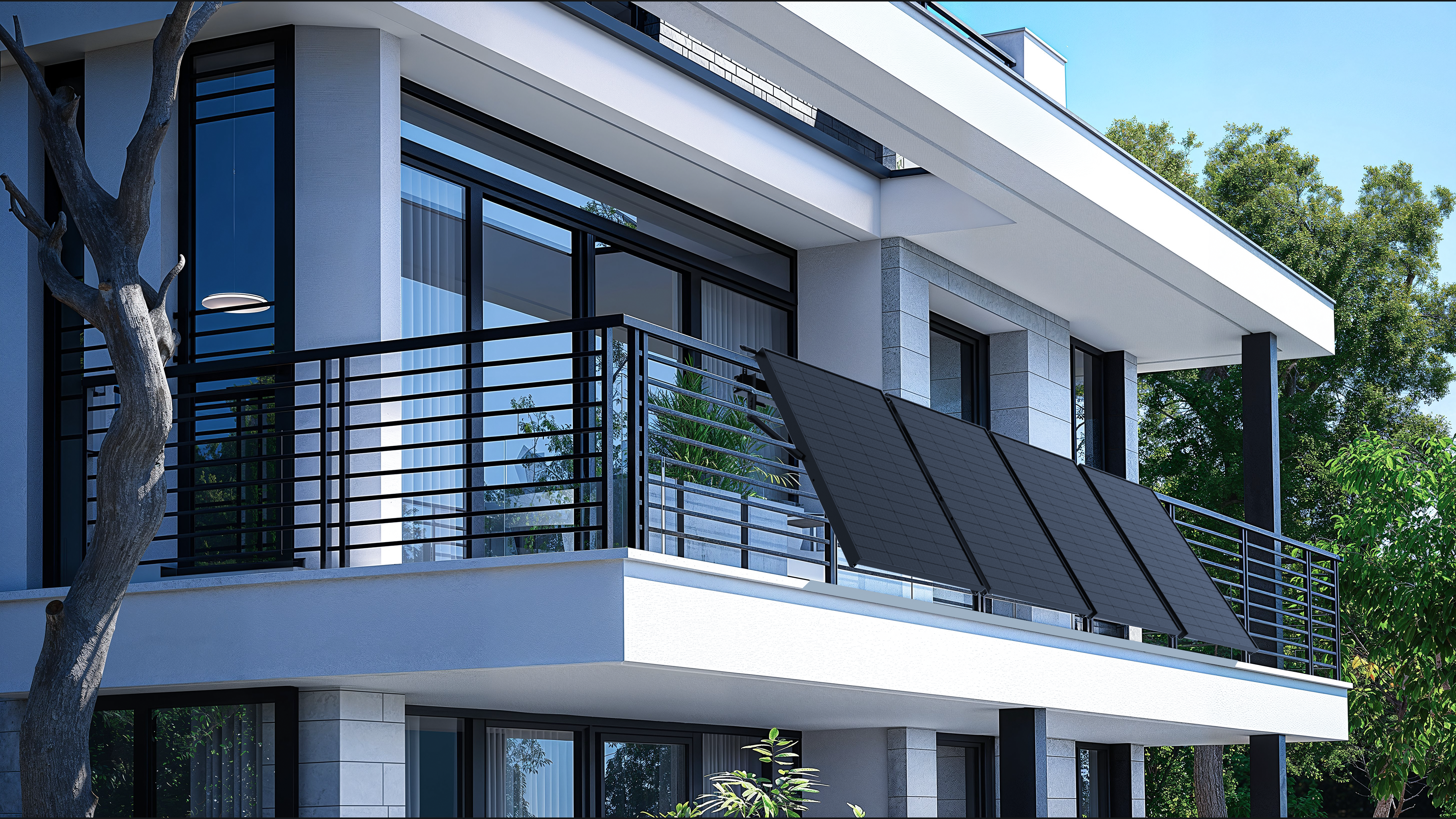 Sunshare Balkonkraftwerk 800W Gitterbalkon (4 Module, Halterung, Mikrowechselrichter)