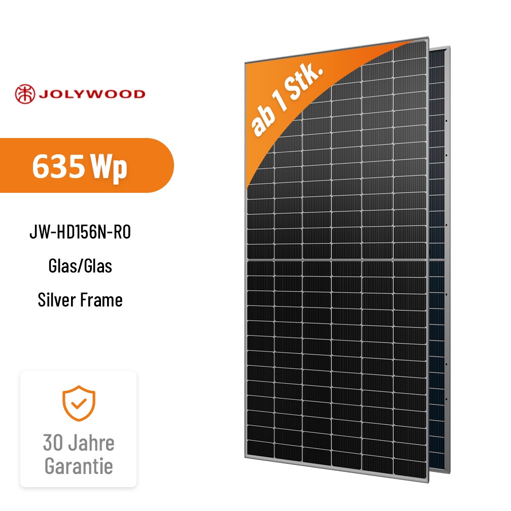 JOLYWOOD 635W JW-HD156N-R0 – n-Type Bifacial Glas/Glas Silver Frame