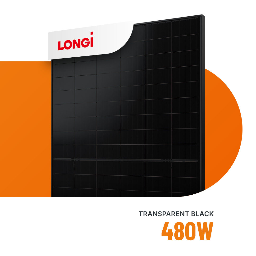 LONGi 480W Hi-MO X10 Glas-Glas Transparent Black Bifazial Solarmodul LR7-54HVD