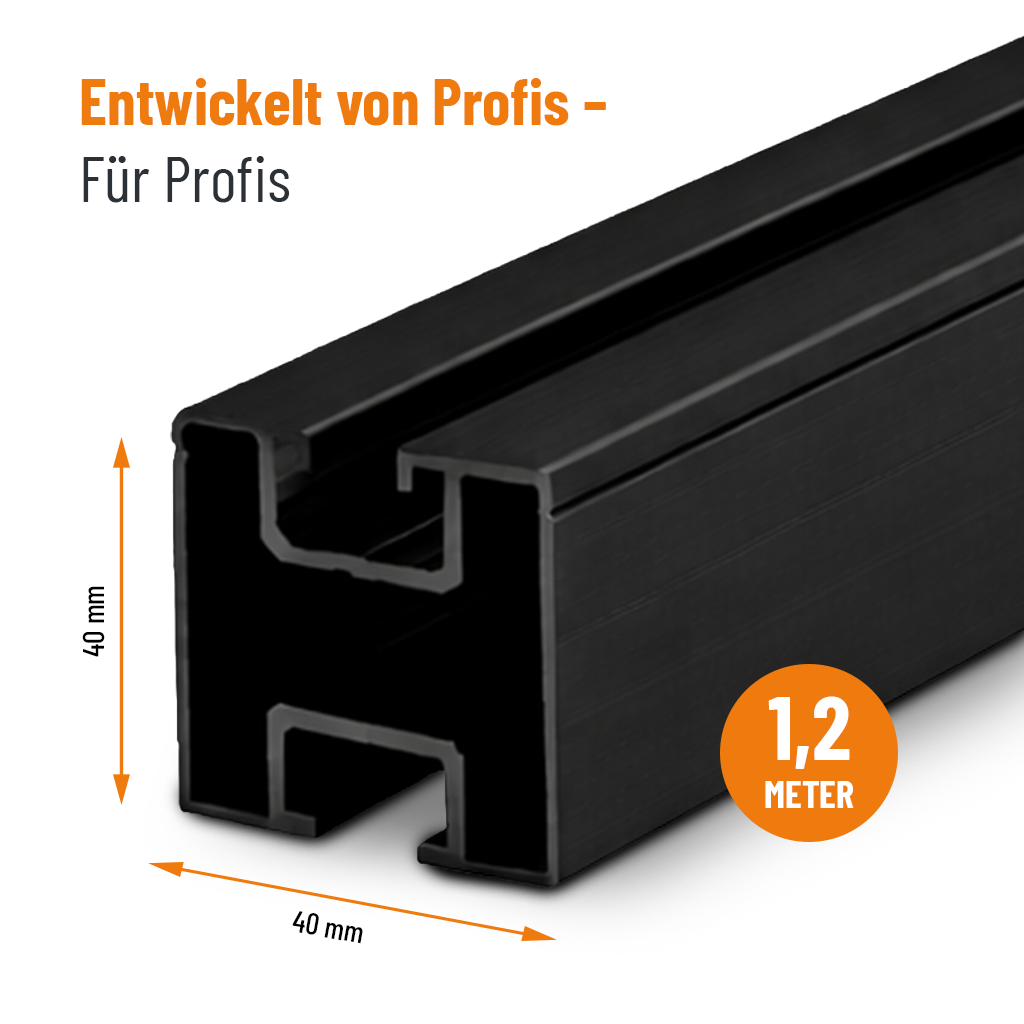 Montageschiene Profiline Schwarz 1,2m – Aluminiumprofil