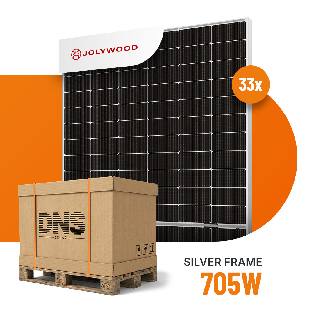 33x Jolywood 705W JW Max Glas-Glas Silver Frame Bifazial Solarmodul JW-HD132N
