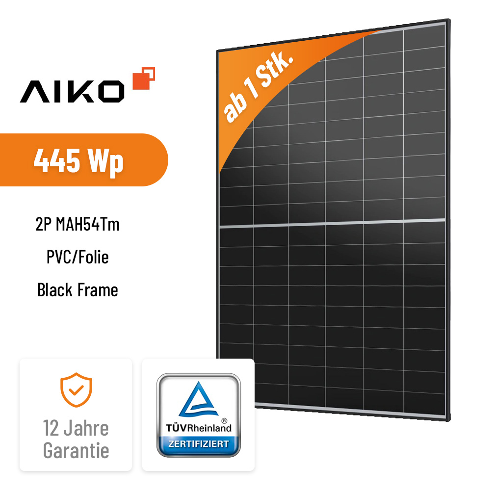 AIKO Solar 445W Nebular MAH54Tm Black Frame – das Leichtgewicht, ideal für Dächer mit geringer Traglast