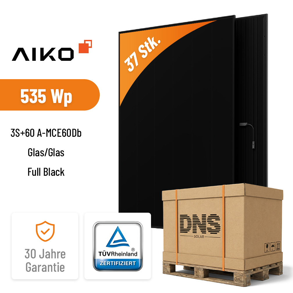 37x AIKO Solar 535W Neostar 3S+60 Glas-Glas Full Black Solarmodul A-MCE60Db