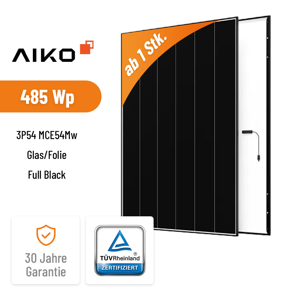 AIKO Solar 485W Neostar 3P54 MCE54Mw Glas/Folie Black Frame Hochleistungs-Solarmodul