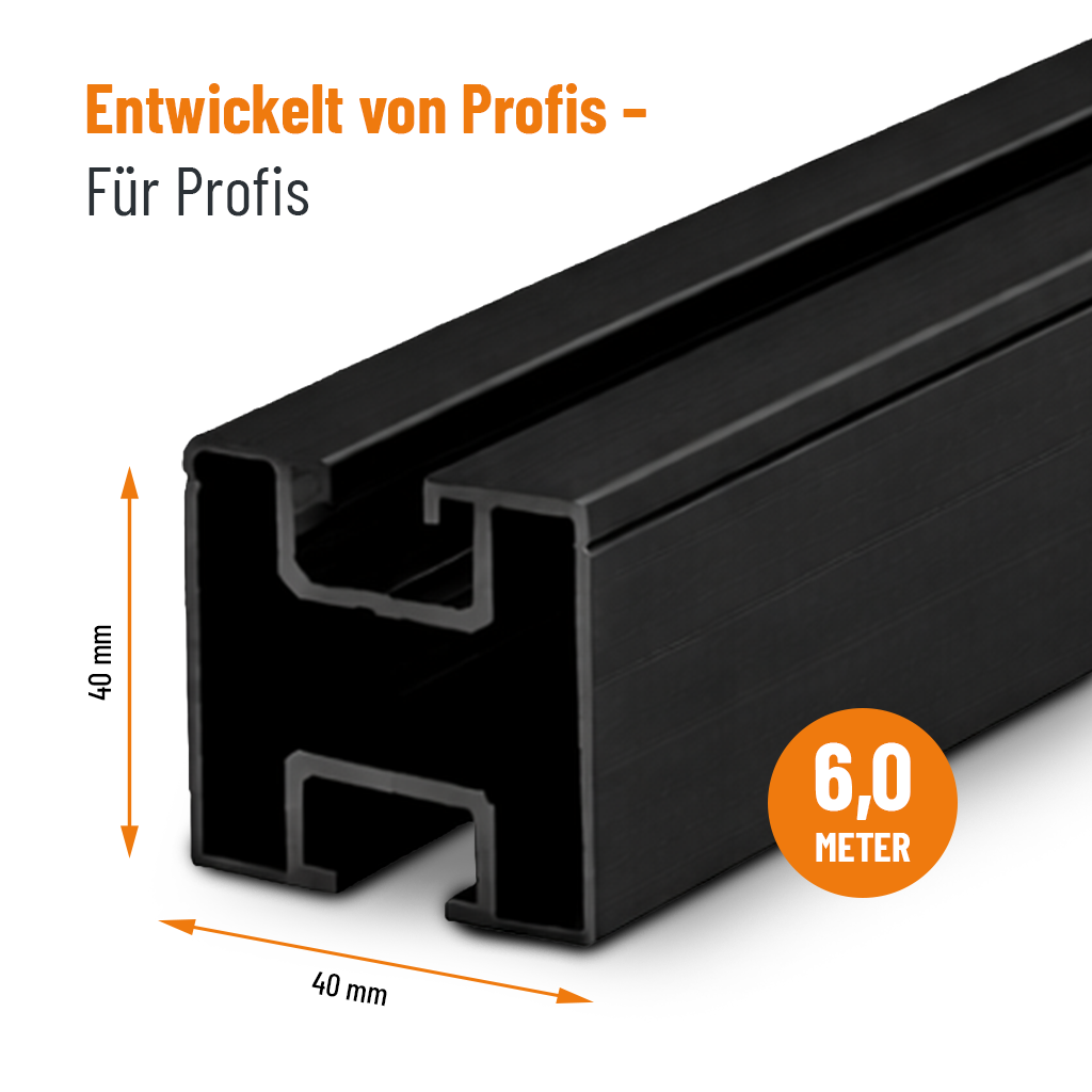 Montageschiene Profiline Schwarz 6m – Aluminiumprofil