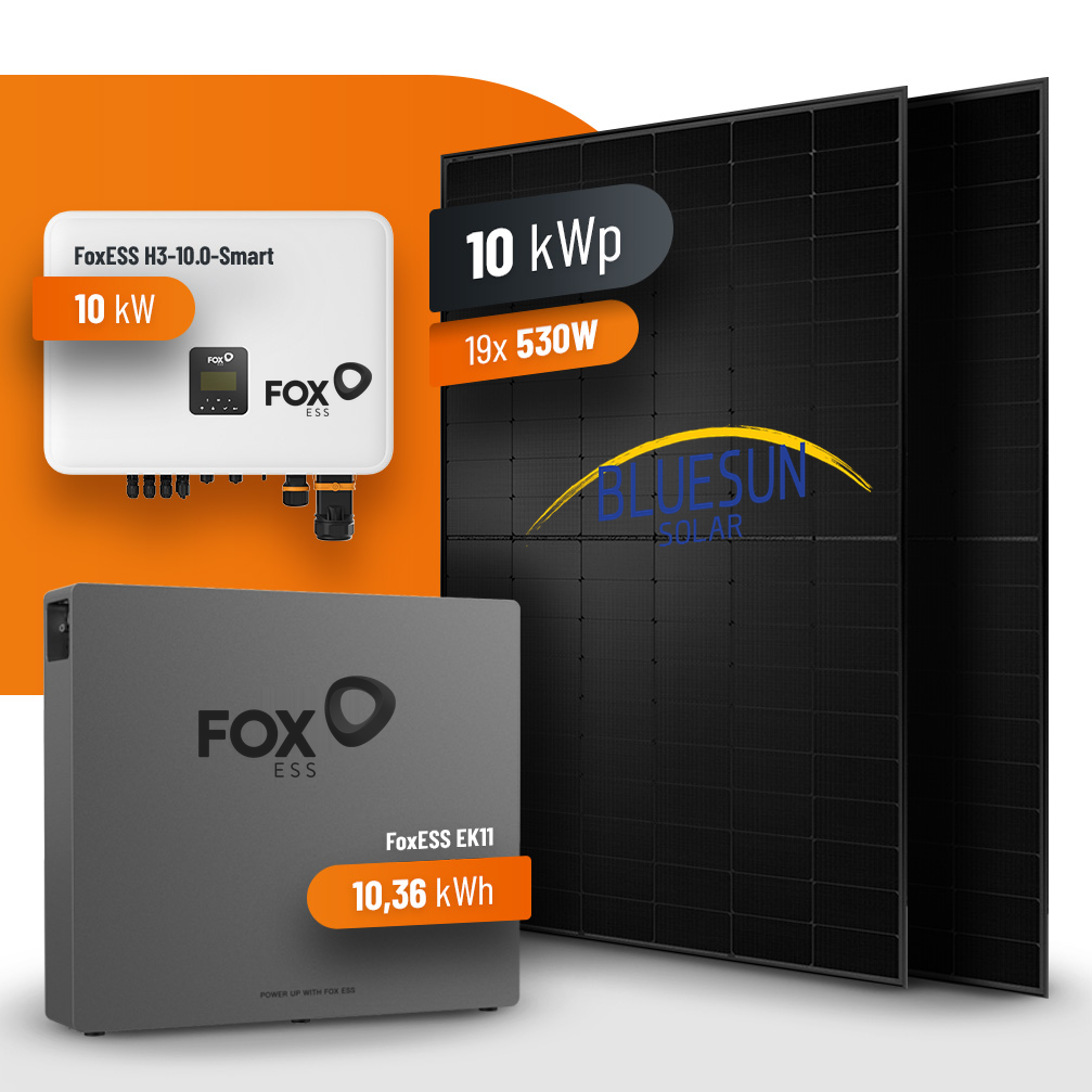19x 530W Bluesun Photovoltaik Komplettanlage 10 kWp mit 10 kWh Speicher