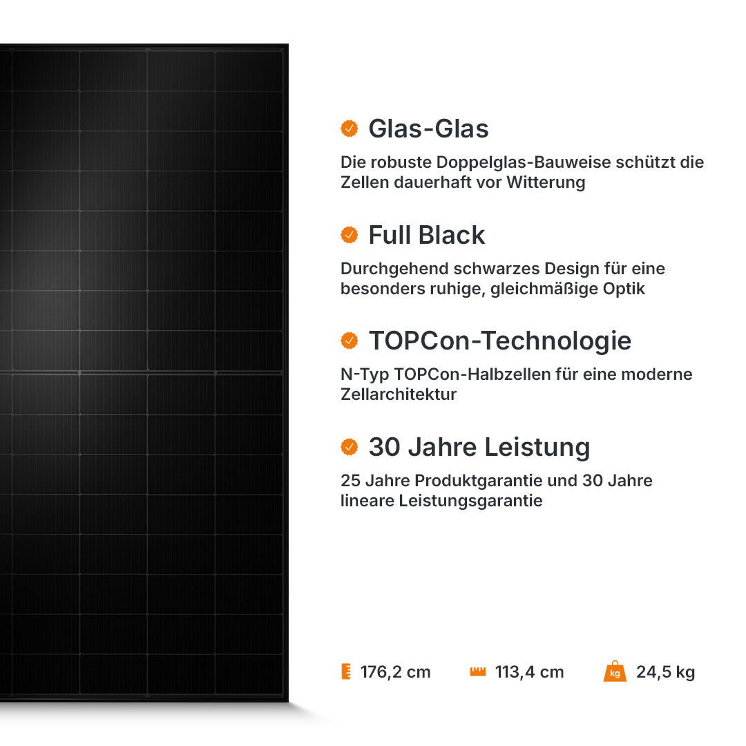 Bluesun Solar 460W HeX Glas-Glas Full Black Bifazial Solarmodul BSM460M10-54HNH