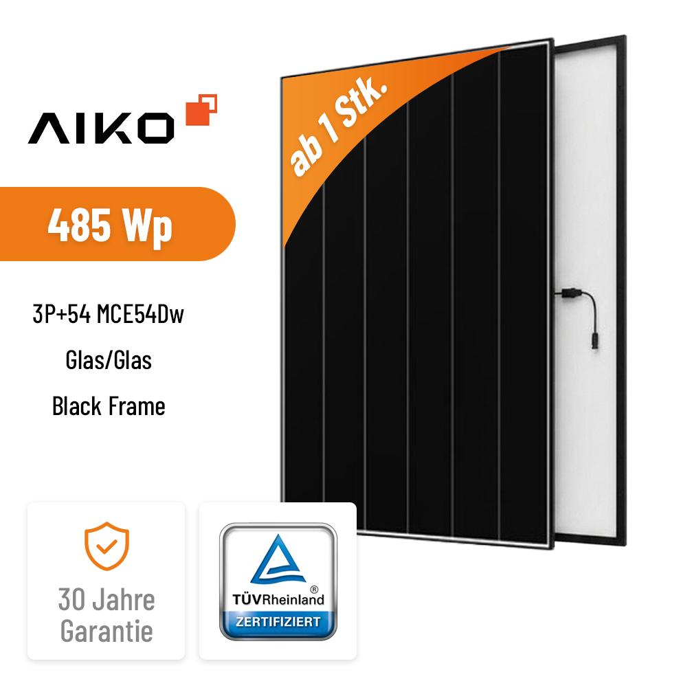 AIKO Solar 485W Neostar 3P+54 Glas-Glas Black Frame Solarmodul A-MCE54Dw