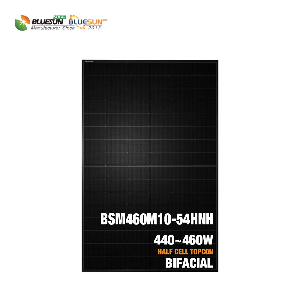 BLUESUN 460W BSM460M10-54HNH Hochleistungs-Bifazialmodul mit TOPCon-Technologie Glas/Glas Full Black 1762mm Rahmen