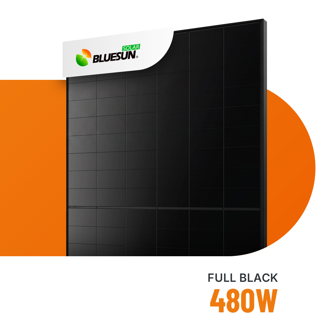 Bluesun Solar 480W HPBC 2.0 Glas-Glas Full Black Bifazial Solarmodul BSM480M10-54HJB