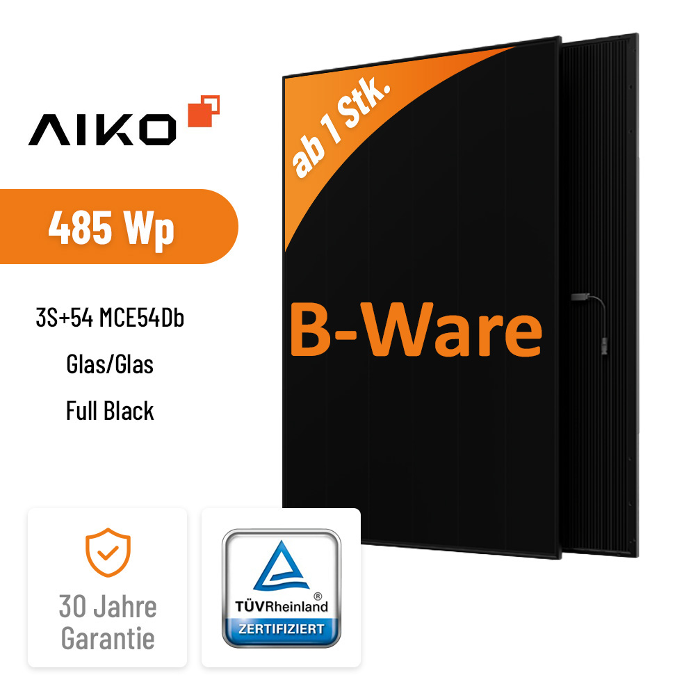 B-Ware AIKO Solar 485W Neostar 3S+54 Glas-Glas Full Black Solarmodul A-MCE54Db