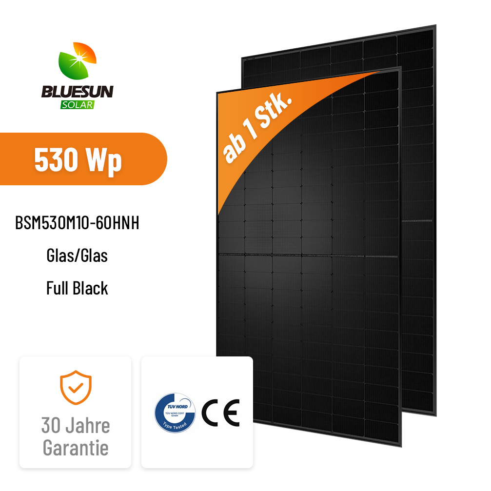 BLUESUN 530W BSM530M10-60HNH HALF CELL TOPCON BIFACIAL Glas/Glas Full Black