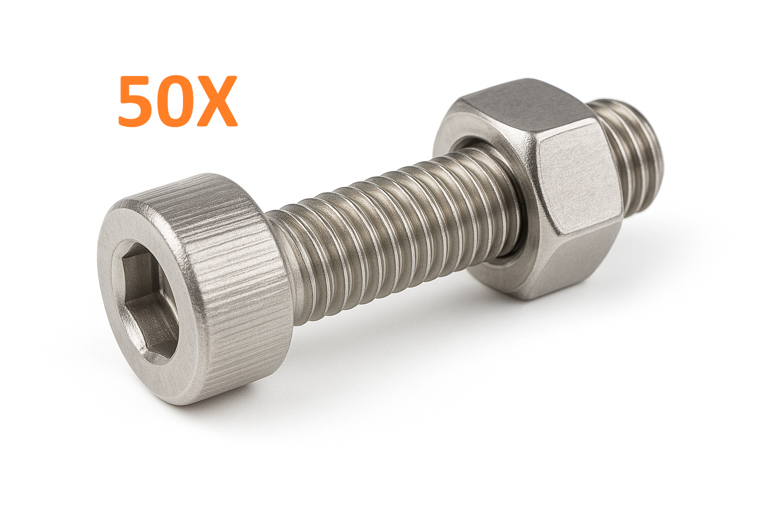 50x Zylinderkopfschraube Edelstahl M8 x 25 + Mutter