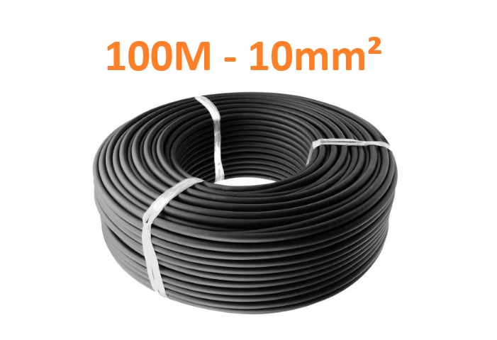BLUESUN PV Kabel 100m (10mm²) Schwarz - H1Z2Z2-K doppelte Ummantelung 