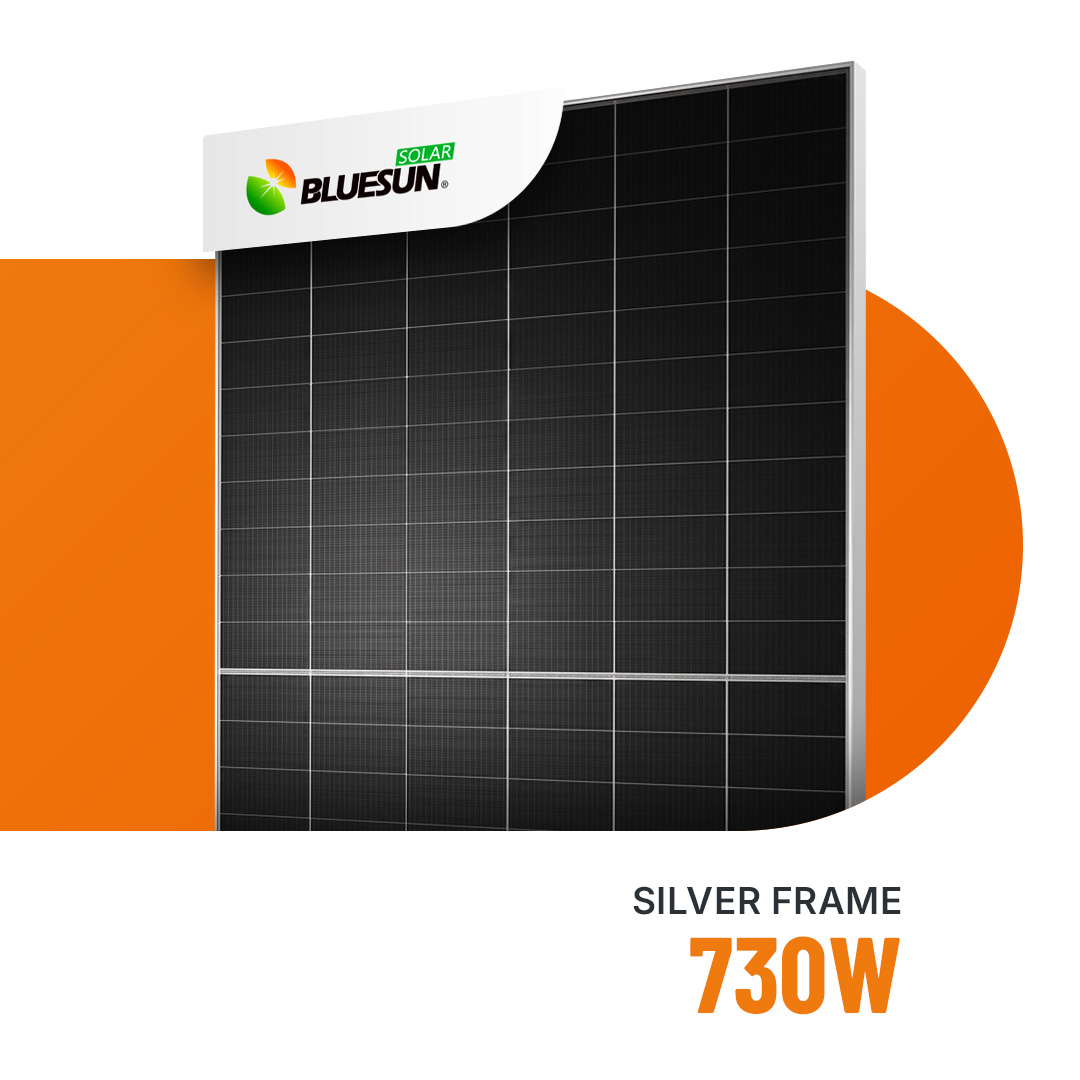 Bluesun Solar 730W HeX9 Glas-Glas Silver Frame Bifazial Solarmodul BSM730G12-66HNH
