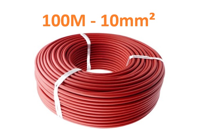 BLUESUN PV Kabel 100m (10mm²) Rot - H1Z2Z2-K doppelte Ummantelung