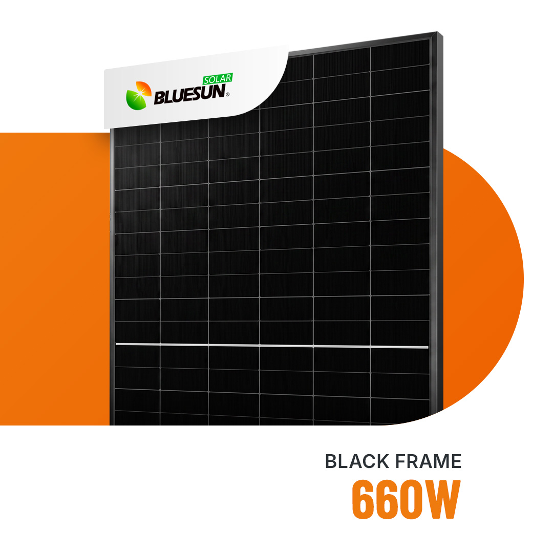 Bluesun Solar 660W HPBC 2.0 Glas-Glas Black Frame Bifazial Solarmodul BSM660M10-72HJD
