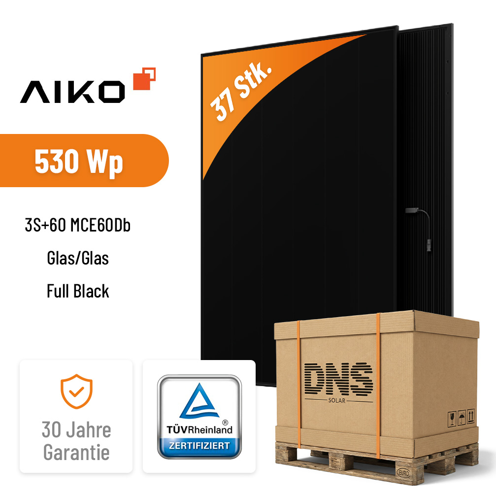 37x AIKO Solar 530W Neostar 3S+60 Glas-Glas Full Black Solarmodul A-MCE60Db
