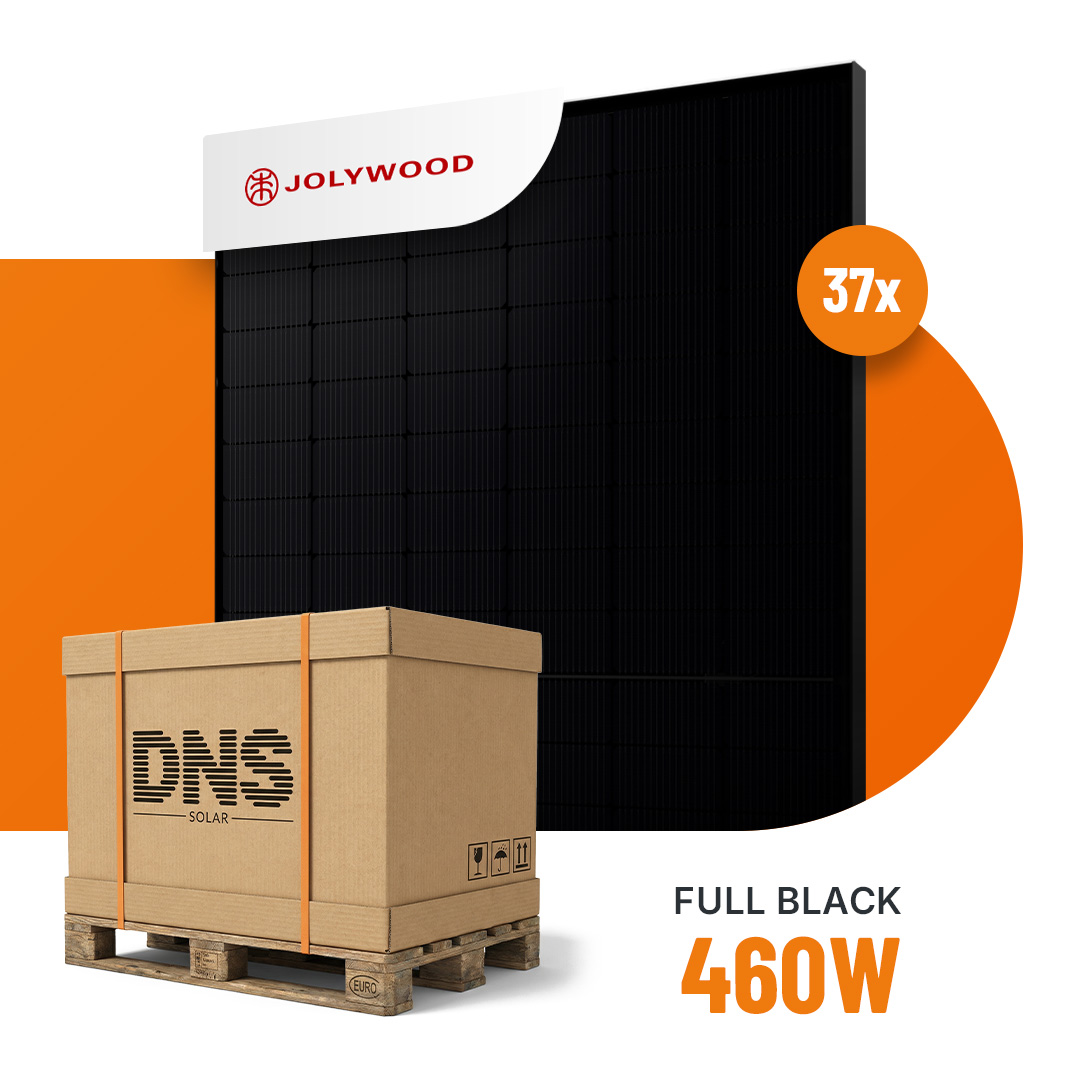 37x Jolywood Niwa Black 460W J-TOPCon Glas-Glas Transparent Black Bifazial Solarmodul JW-HD96N-R2-460