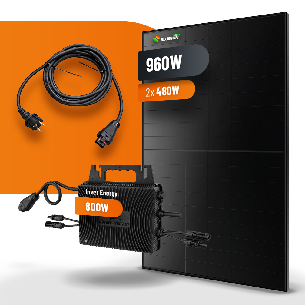 ⚡Balkonkraftwerk 960W⚡BLUESUN + Inver Energy 800W Solar-Mikrowechselrichter