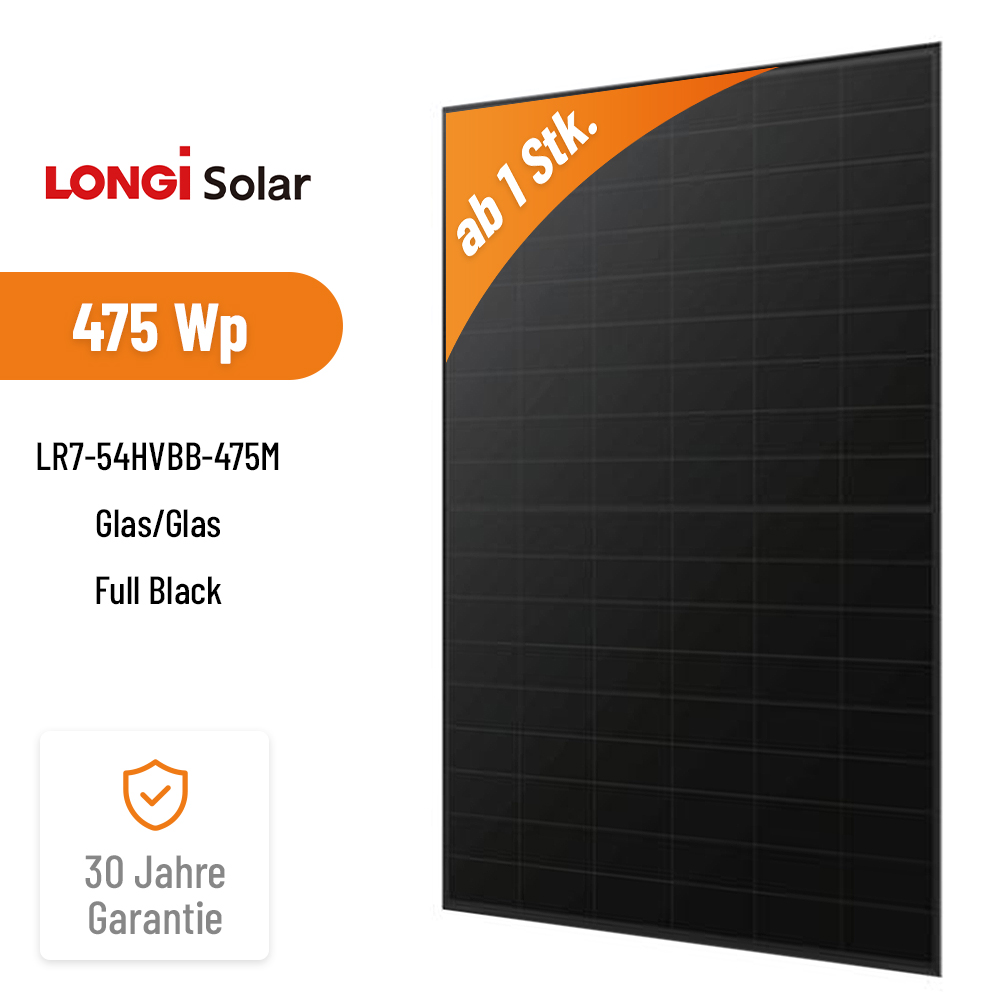 LONGi EcoLife 475W LR7-54HVBB X10 Glas/Glas Full Black Hochleistungs-Solarmodul