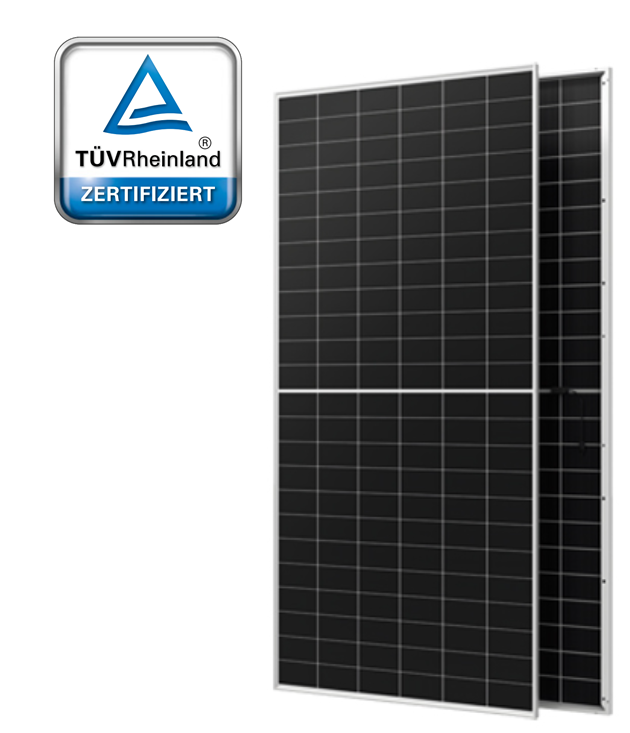AIKO Solar 650W Stellar 1N+ G-MCH72Dw Glas/Glas Silver Frame Hochleistungs-Solarmodul