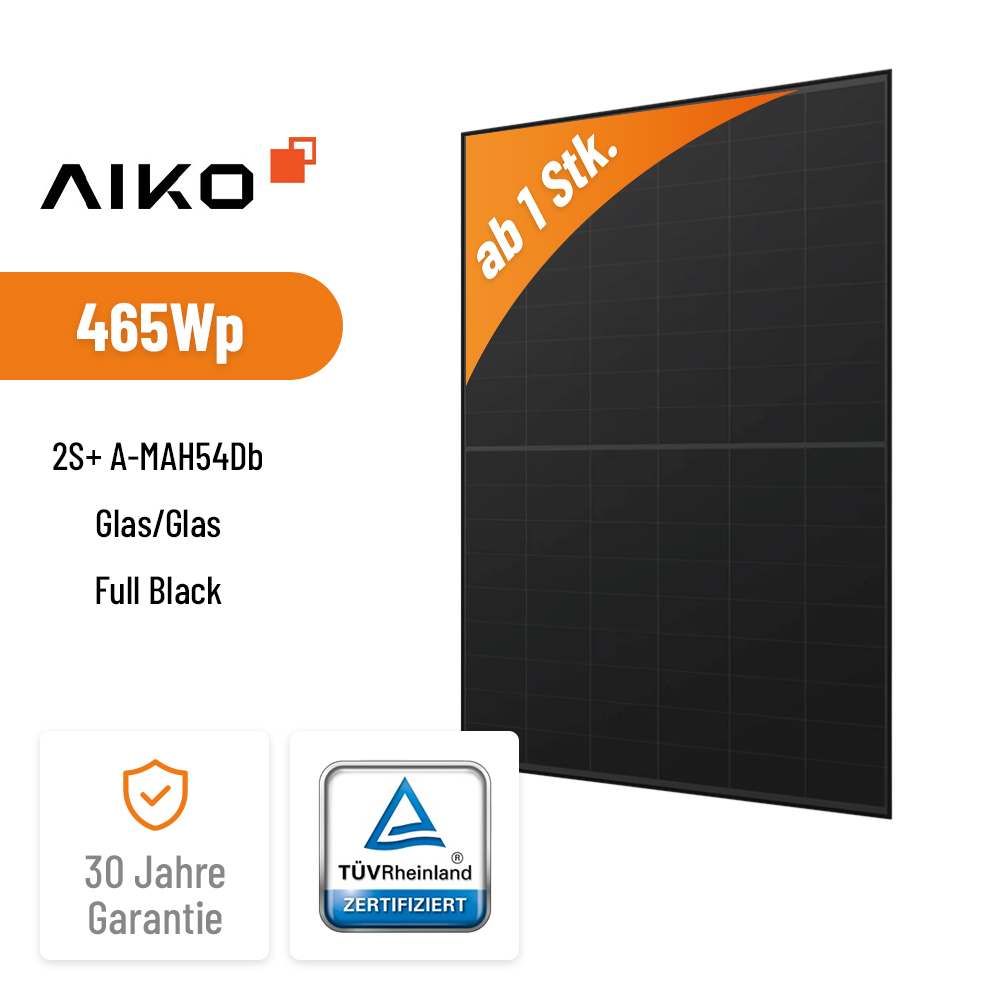 AIKO Solar 465W Neostar A-MAH54Db Neostar 2S+ Glas-Glas Full Black Hochleistungs-Solarmodul