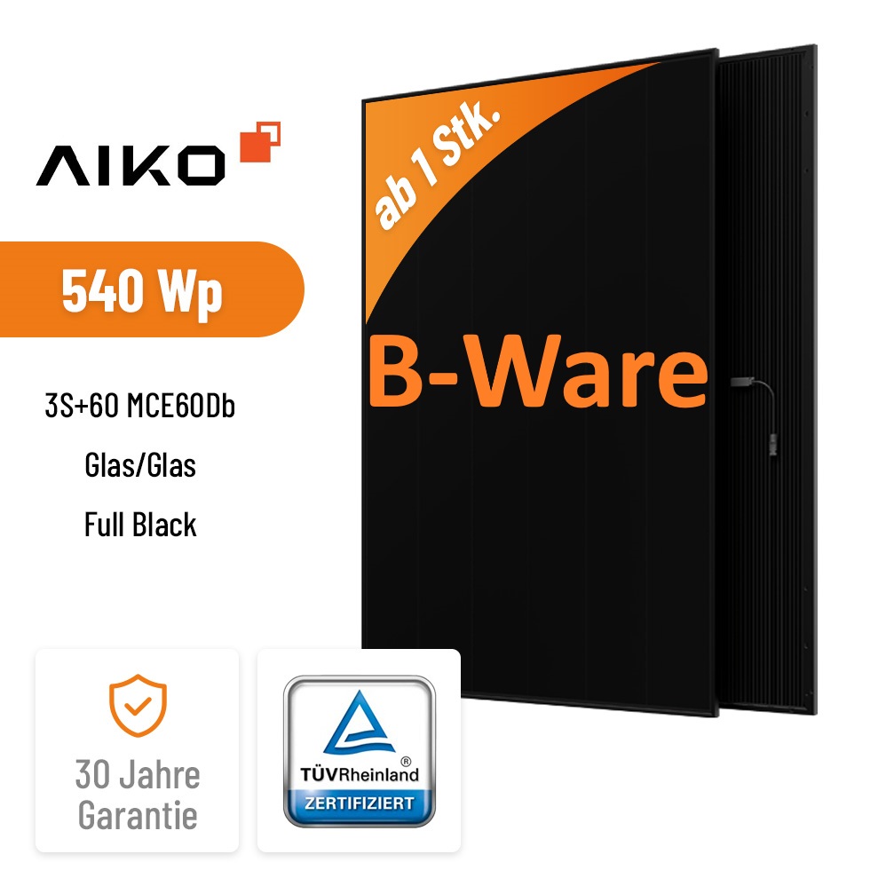 B-Ware AIKO Solar 540W Neostar 3S+60 Glas-Glas Full Black Solarmodul A-MCE60Db